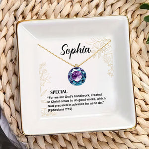 Meaning Of Your Name Birthstone  - Personalized Jewelry Dish - Gift For Mom, Wife, Engaging, Anniversary, Marriage Gift - NA94