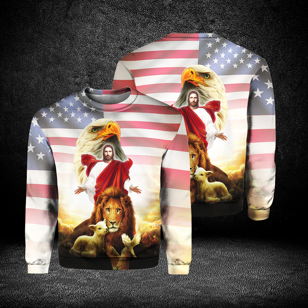 Jesus Eagle Lion And Goat America Sweater For Men And Women