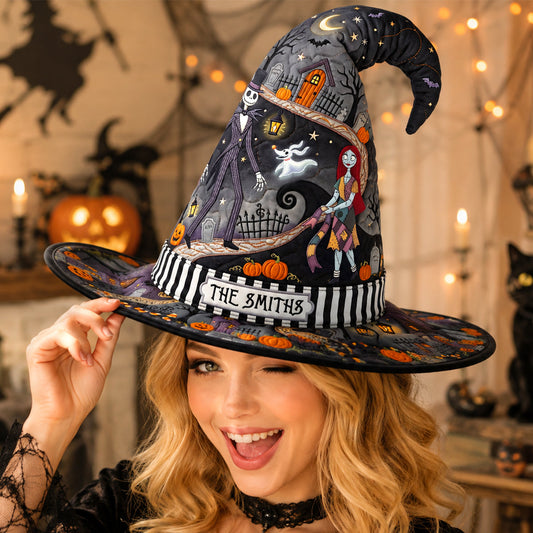 NL122 Spooky Pumpkin Town - Personalized Quilted Witch Hat - Halloween Gifts
