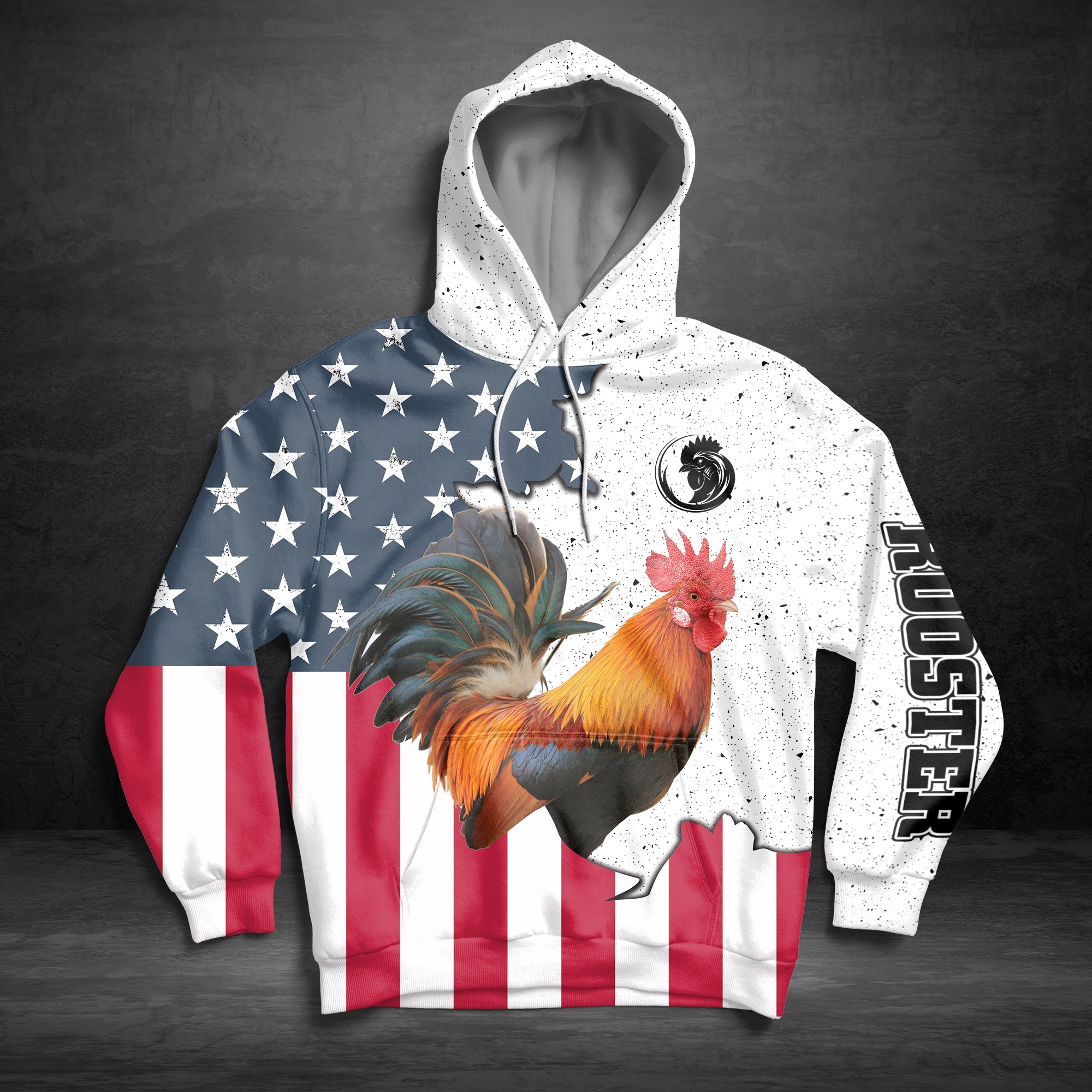 Rooster US Flag Hoodie For Men And Women