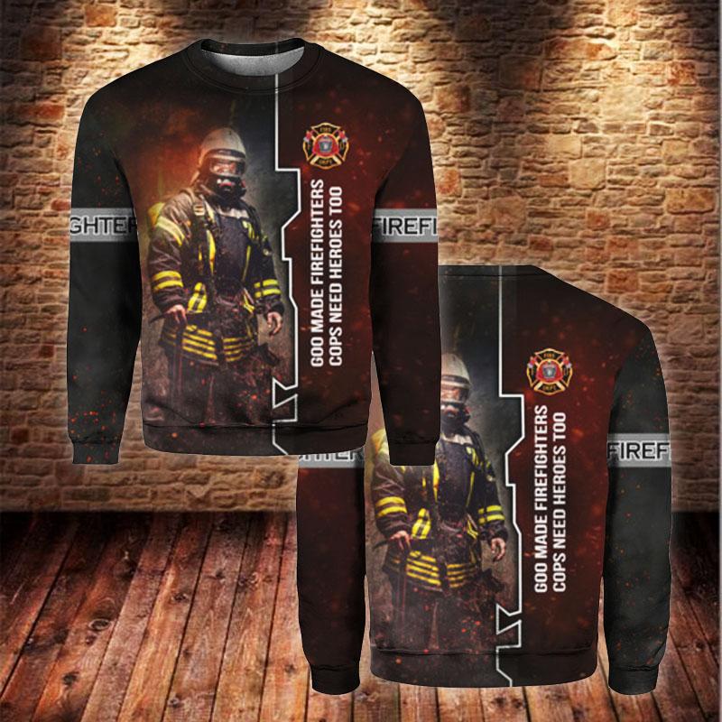 God Made Firefighter All Over Print Sweater For Men & Women