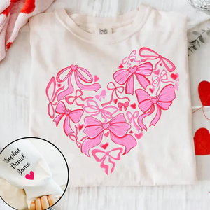 Heart Bows Pink Coquette Valentine - Custom Sleeve Sweater, Hoodie, Tshirt - Valentine Gift for Girlfriend