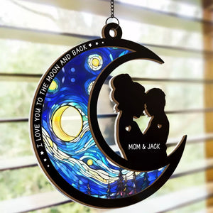 I Love You To The Moon And Back - Personalized Window Hanging Suncatcher Ornament - Gift For Mom, Grandma, Mother's Day NA94