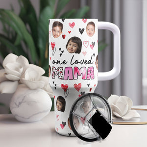 Custom Photo One Loved Mama - Personalized 40oz Tumbler Cup With Straw - Gift For Mom, Mothers Day NA94