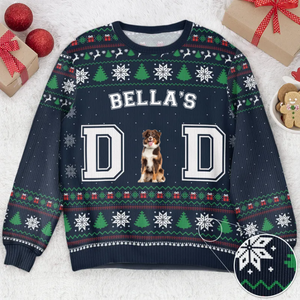 Custom Photo Pet Parents Dad Version - Christmas Gift For Pet Lovers - Personalized Ugly Sweater