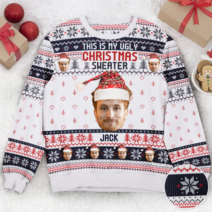 Custom Photo This Is My Ugly Sweater - Christmas Gift For Family, Friends - Personalized Ugly Sweater