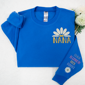 Nana Daisy Flower - Embroidered Hoodie, Sweatshirt, Tshirt - Gift for Grandma