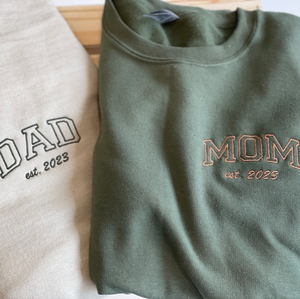 Custom Custom Dad, Mom Est Year - Embroidered Hoodie, Sweatshirt, Tshirt - Gift for Mom, Dad