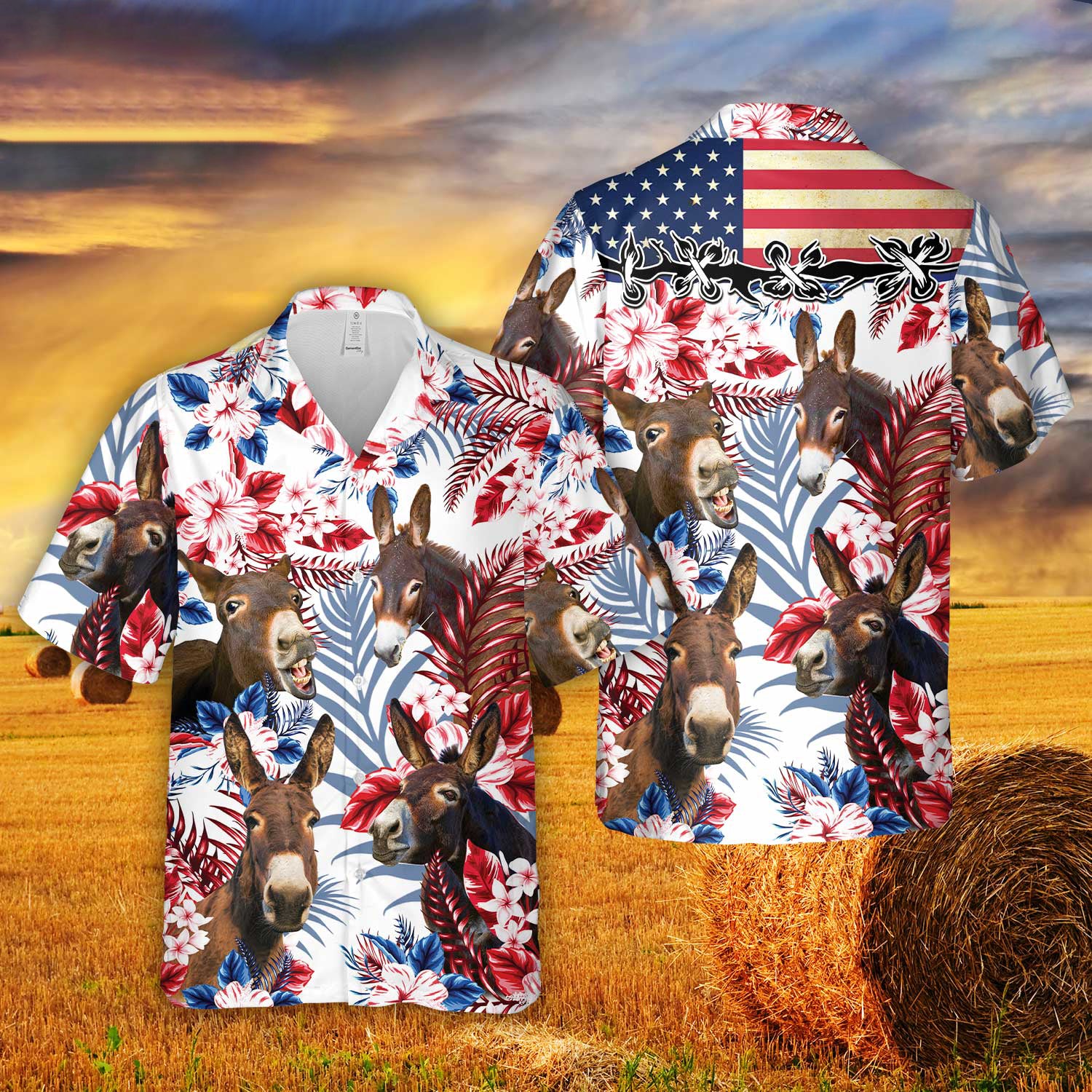 Unique Donkeys Australian Flag Hawaiian Flowers All Over Printed 3D Hawaiian Shirt