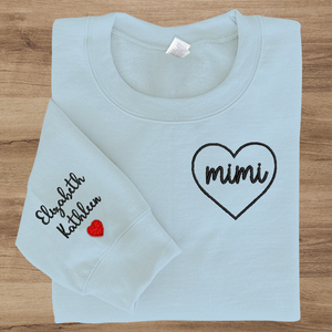 Custom Name with Heart - Embroidered Sweatshirt, Hoodie, Tshirt - Best Gift for Grandma