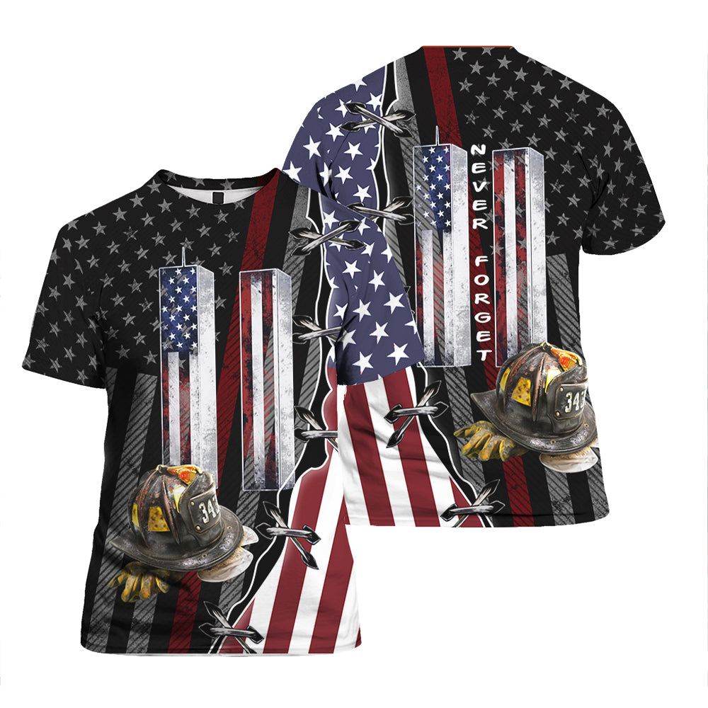 Firefighter 9.11 Never Forget All Over Print T-Shirts For Men & Women