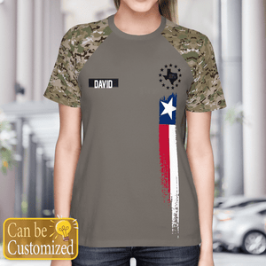 Personalized Veterans Texas Flag 3D T-shirt