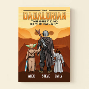 Star War The Dadalorian And Kids In The Mars - Gift For Father's Day - Personalized Canvas Poster