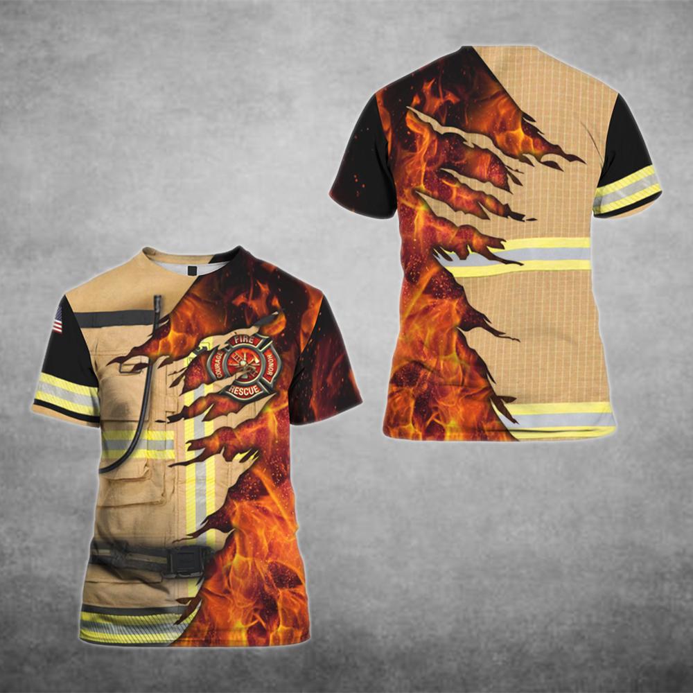 Firefighter Fire Rescue All Over Print T-Shirts For Men & Women