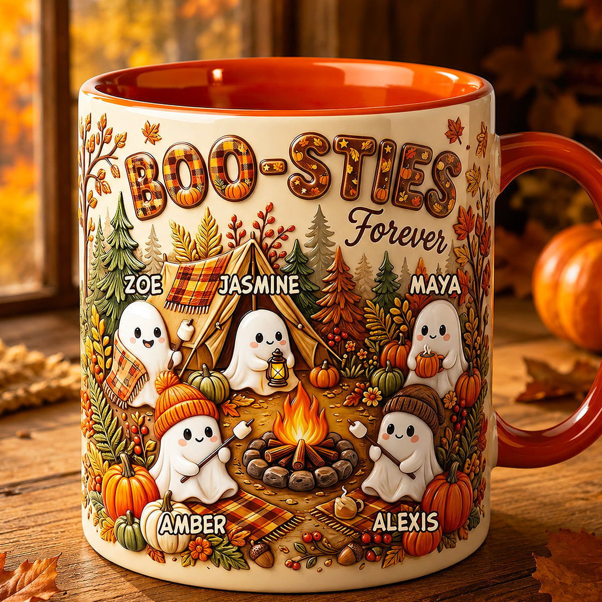 Boo Sties Forever Fall Camping Gift For Besties - Personalized Accent Mug HN02