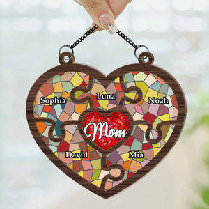 Mom Hold Us All - Personalized Window Hanging Suncatcher Ornament - Gift For Mom, Grandma, Mothers Day NA94