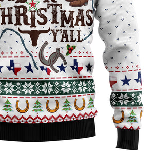 Merry Christmas Y'all Texas Ugly Sweatshirt - Funny Gift For Friend, Family Member