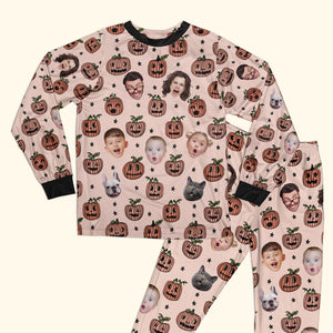 Custom Photo Funny Pumpkin - Personalized Unisex Pajamas Set - Gift For Family Members, Friends - NA94