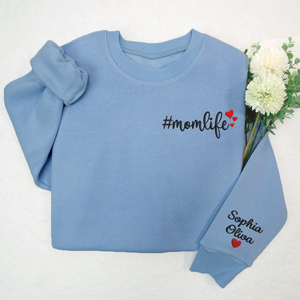 Custom Mom And Kids Momlife - Embroidered Sweatshirt, Hoodie, Tshirt - Best Gift for Mom