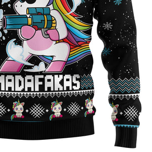 Unicorn Pew Pew Ugly Christmas Sweater For Men And Women