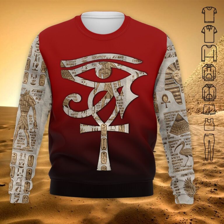 White Mix Red Ancient Egypt Symbol Sweater For Men & Women