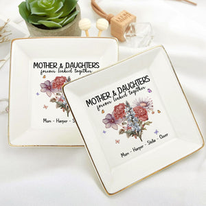 Mother And Daughters Forever Linked Together - Personalized Jewelry Dish - Gift For Mom, Mothers Day - NA94