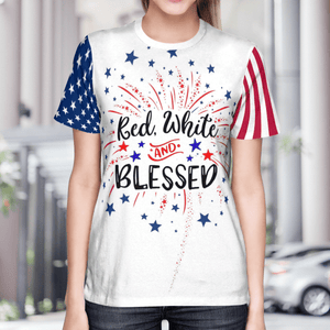 Veterans Red White & Blessed Flag 3D T-shirt