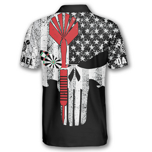 Personalized Darts Punisher Skull Custom Polo Shirts For Men