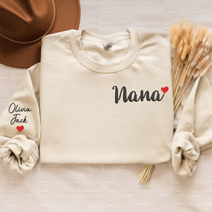 Custom Text Nana Trend - Embroidered Hoodie, Sweatshirt, Tshirt - Gift for Grandma, Family