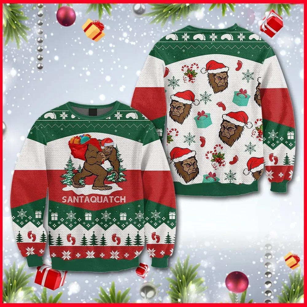 Bigfoot Santa Christmas Camping Knitting Sweater For Men And Women