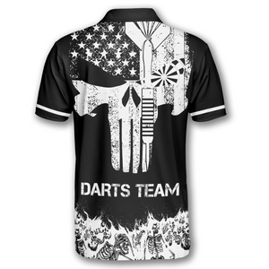 Personalized Skull Skeletons Black White Version Custom Darts Polo Shirts For Men
