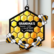 Mommy's Reasons To Bee Happy - Personalized Window Hanging Suncatcher Ornament - Gift For Mom, Grandma, Mothers Day NA94