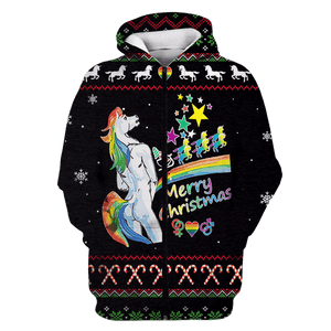 Unicorn Merry Christmas Hoodie For Men And Women