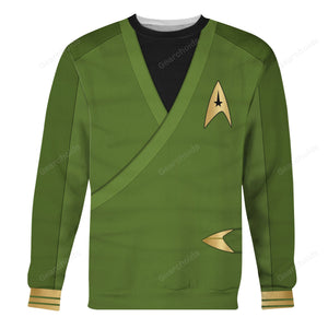 Star Trek Captain Pike Green Costume Hoodie Sweatshirt Sweatpants