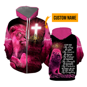 Personalized Lion Jesus Is My Savior Christian Hoodie For Men & Women