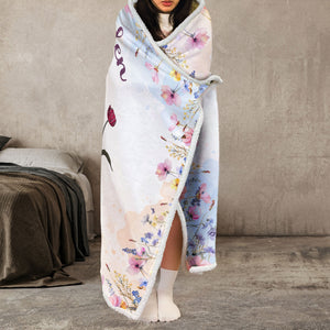 Mom's Garden Blooming In Love - Personalized Wearable Hooded Blanket - Gift For Grandma, Mom - NA9