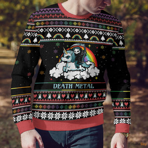 Unicorn And Death Ugly Sweatshirt - Best Gift For Christmas