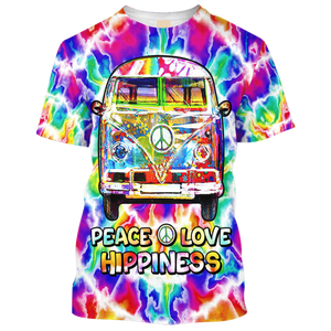 Hippie Peace Love Hippieness With Car On The Way - T-Shirt