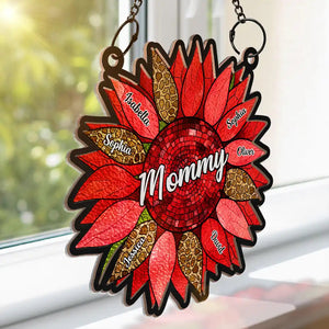 Nana Auntie Mom Family Sunflower - Personalized Window Hanging Suncatcher Ornament - Gift For Mom, Grandma, Mothers Day - NA94