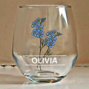 Birth Flowers Woman  - Personalized Stemless Wine Glass - Gift For Besties, Friends, Sisters NA94