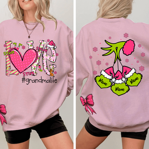 Custom Nickname Grandma Love Grandma Life And Kids Names Christmas 2024 - Pink Designer Personalized Sweatshirt With Side Bow - NH96