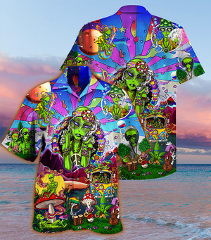 Hippie Alien Peace Life Color Hawaiian Shirt