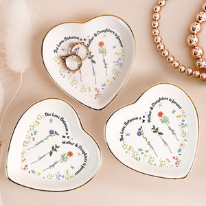 Custom Birth Flowers The Love Between A Mother & Daughters - Personalized Jewelry Dish - Gift For Mom, Mothers Day NA94