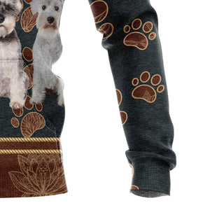 Miniature Schnauzer Floral Paw Hoodie For Men And Women