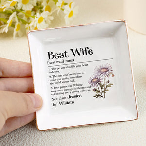 Best Wife Definition - Personalized Jewelry Dish - Gift For Wife, Anniversary, Engaging, Marriage Gift NA94