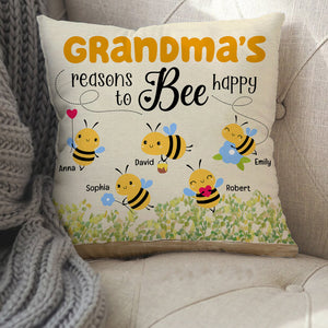 Grandma's Reasons To Bee Happy - Personalized Pillow - Gift For Grandma, Mom, Mothers Day NA94