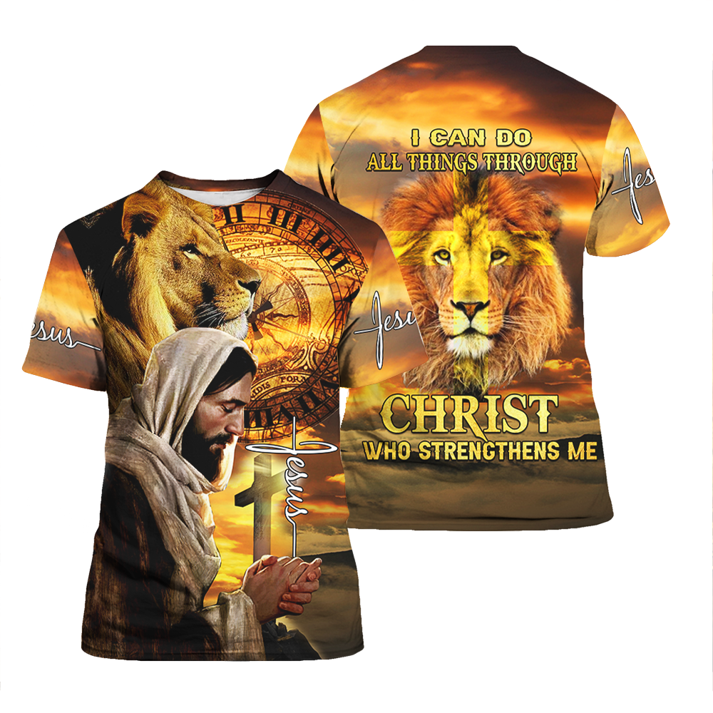 Lion Jesus I Can Do All Things Through T-shirts For Men & Women