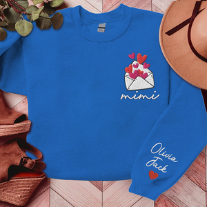 Love Letter Valentine Mimi And Kids - Embroidered Hoodie, Sweatshirt, Tshirt - Gift for Family