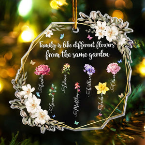 Family Is Like Different Flowers From The Same Garden - Personalized Acrylic Ornament - Gift For Family Members - NA94