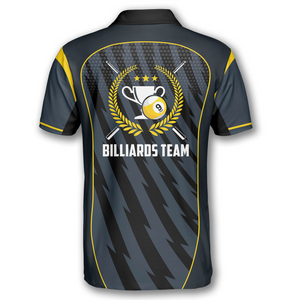 9 Ball Trophy Emblem Custom Billiard - Personalized Men Polo Shirt